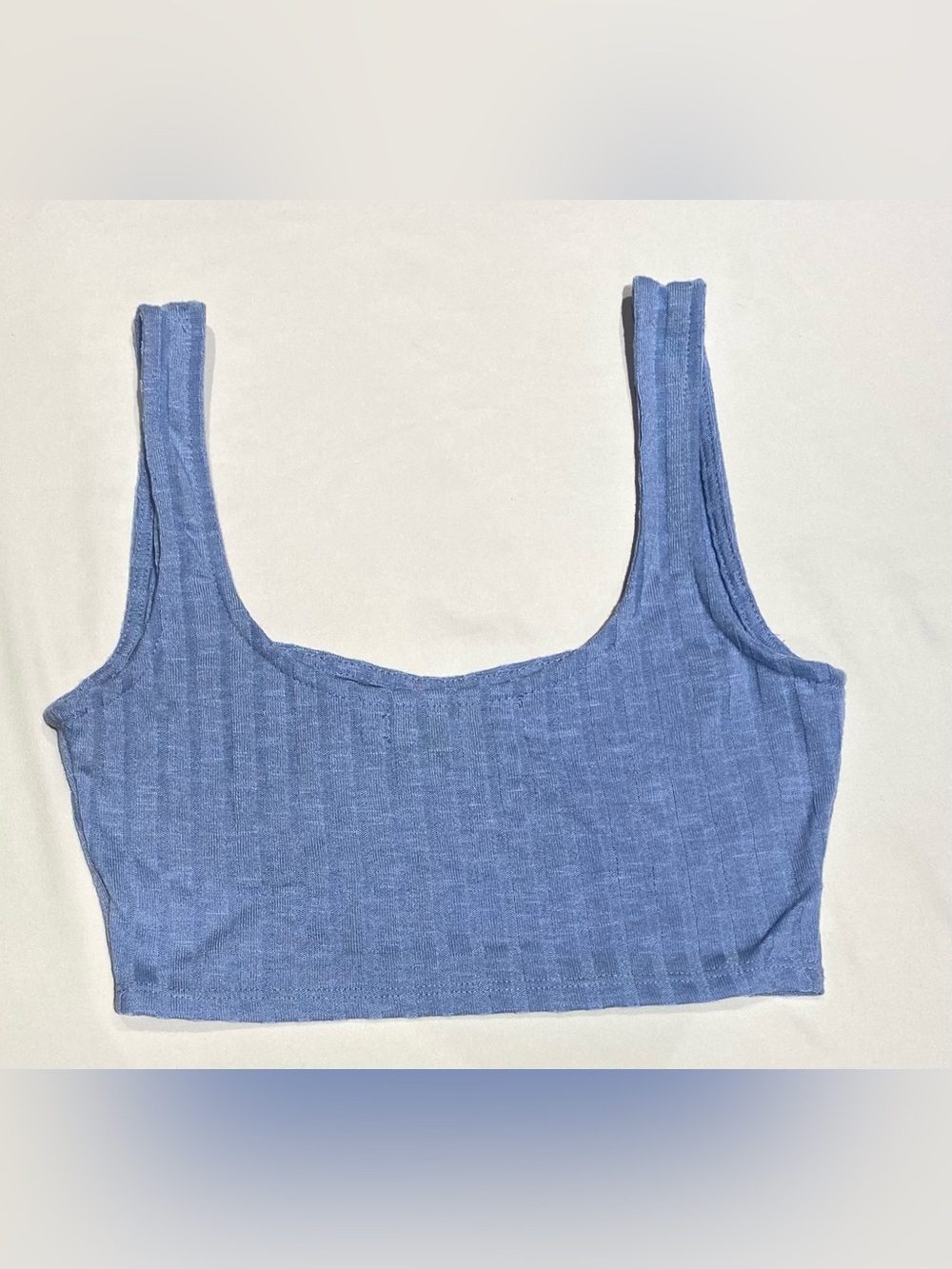 Almost Famous Light Blue Ribbed Crop Tank - Picture 3 of 5